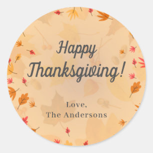 Sticker Rond Bon thanksgiving de messages PERSONNALISÉ Automne