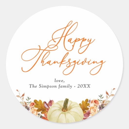 Sticker Rond bon thanksgiving de script orange (Devant)