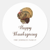 Sticker Rond Bon thanksgiving de Turquie vintage (Devant)