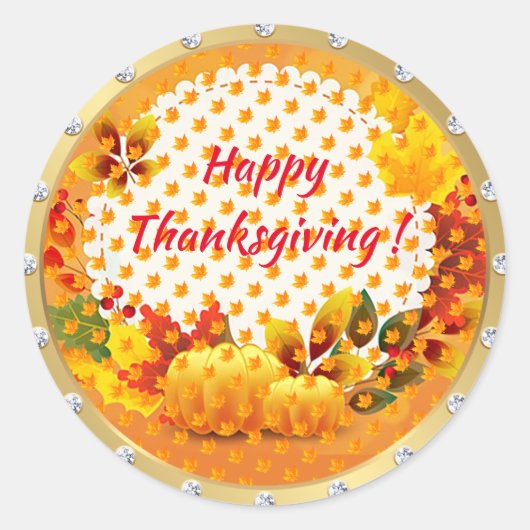 Sticker Rond Bon thanksgiving d'or (Devant)