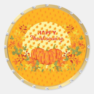 Sticker Rond Bon thanksgiving d'or