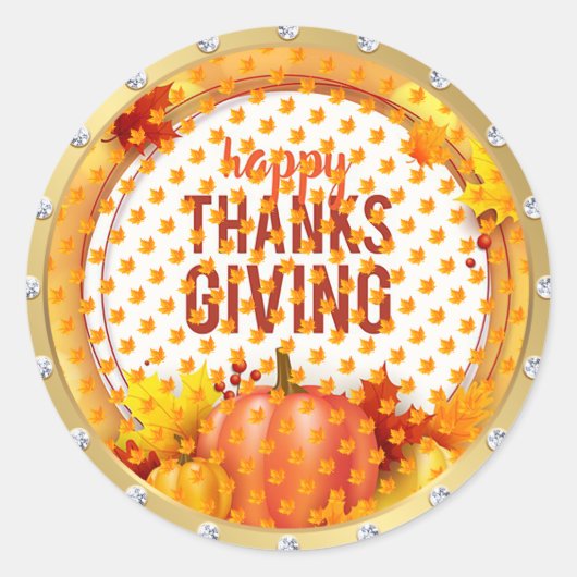 Sticker Rond Bon thanksgiving d'or (Devant)