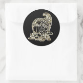 Sticker Rond Bon thanksgiving Élégant Golden Cornucopia (Sac)