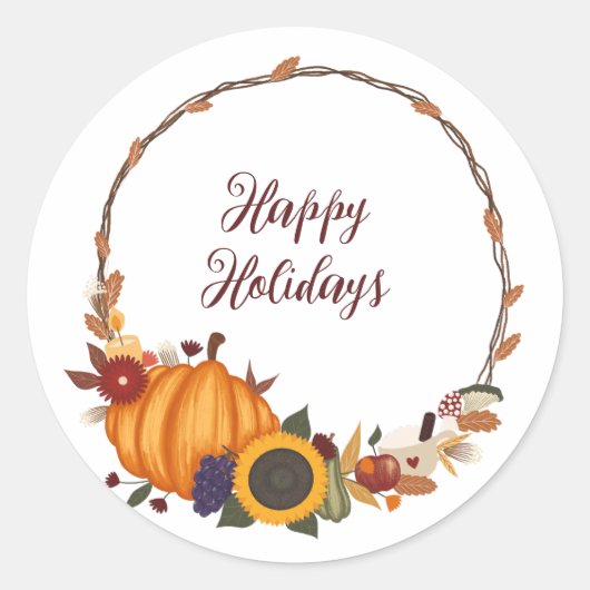 Sticker Rond Bon thanksgiving Fall Wreath (Devant)