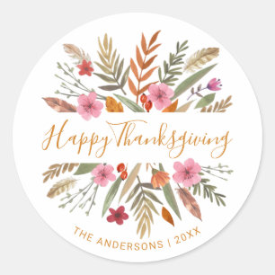 STICKER ROND BON THANKSGIVING FESTIVE D'AUTOMNE DE COULEUR D'EA