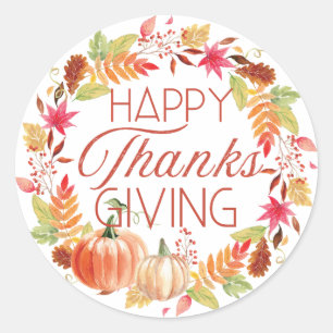 Sticker Rond Bon thanksgiving Floral Automne Wreath