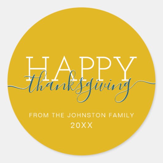 Sticker Rond Bon thanksgiving jaune moutarde (Devant)
