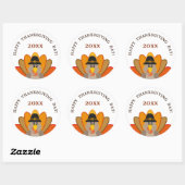 Sticker Rond Bon thanksgiving jour année turquie drôle (Feuille)