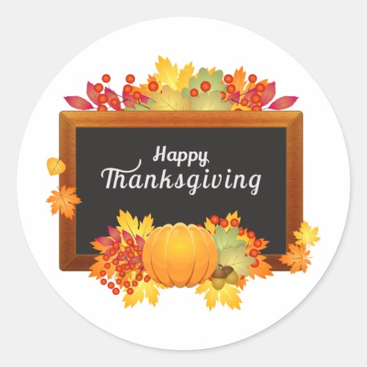 Sticker Rond Bon thanksgiving Jour automne couleur feuilles (Devant)
