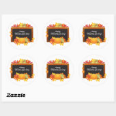 Sticker Rond Bon thanksgiving Jour automne couleur feuilles (Feuille)