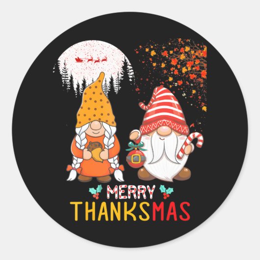 Sticker Rond Bon thanksgiving Joyeux Noël Heureux (Devant)