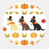 Sticker Rond Bon thanksgiving Labrador Silhouette Citrouilles (Devant)