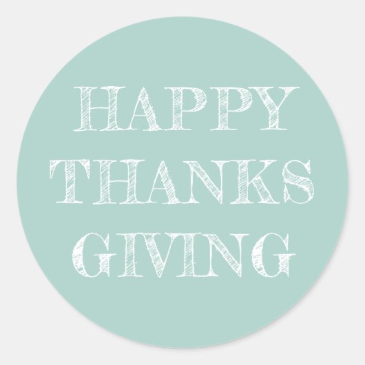 Sticker Rond Bon thanksgiving Moderne Bleu Simple (Devant)