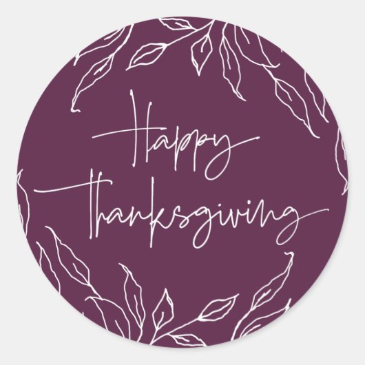 Sticker Rond Bon thanksgiving Motif pour feuille d'hiver (Devant)