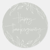 Sticker Rond Bon thanksgiving Motif Sage Green Leaf (Devant)