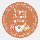 Sticker Rond Bon thanksgiving Nom de famille Adresse de retour (Devant)