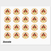 Sticker Rond Bon thanksgiving personnalisé Cute Turkey (Feuille)