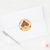Sticker Rond Bon thanksgiving personnalisé Cute Turkey (Enveloppe)