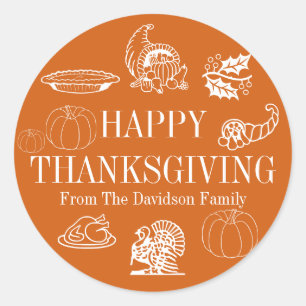 Sticker Rond bon thanksgiving personnalisé nom cadeau faveur m