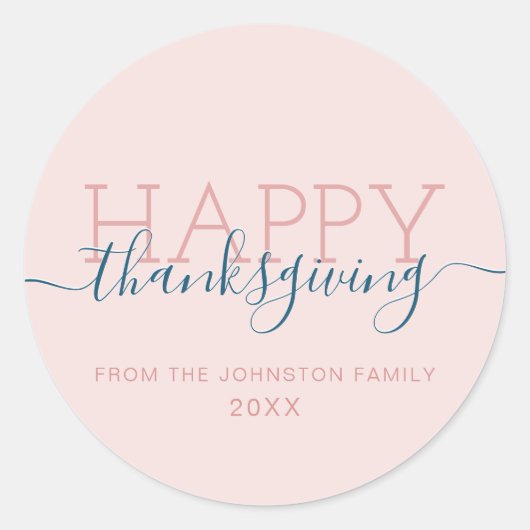 Sticker Rond Bon thanksgiving rose pâle (Devant)