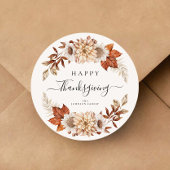 Sticker Rond Bon thanksgiving Rustic Fall Leaves