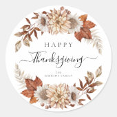 Sticker Rond Bon thanksgiving Rustic Fall Leaves (Devant)