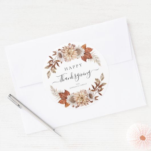 Sticker Rond Bon thanksgiving Rustic Fall Leaves (Enveloppe)