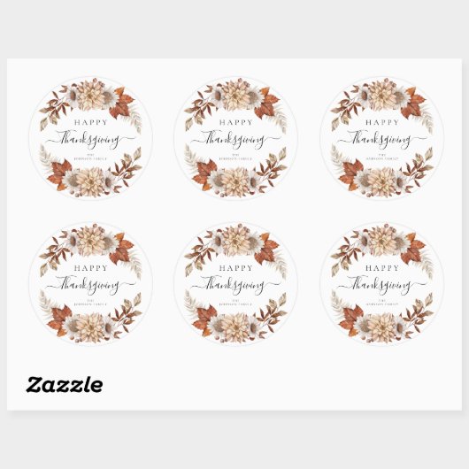 Sticker Rond Bon thanksgiving Rustic Fall Leaves (Feuille)