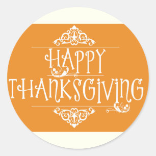 Sticker Rond Bon thanksgiving Script orange