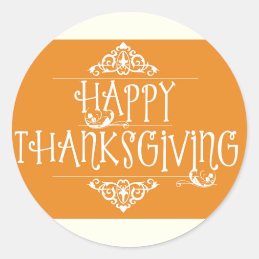Sticker Rond Bon thanksgiving Script orange (Devant)