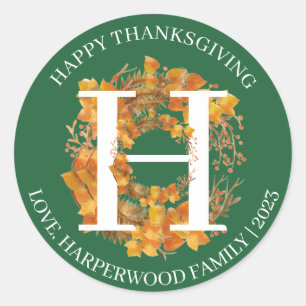 Sticker Rond Bon thanksgiving simple de récolte d'automne de mo
