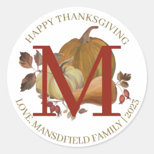 Sticker Rond Bon thanksgiving simple de récolte d'automne de mo