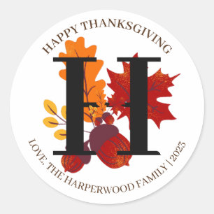 Sticker Rond Bon thanksgiving simple de récolte d'automne de mo