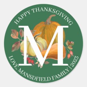 Sticker Rond Bon thanksgiving simple de récolte d'automne de mo