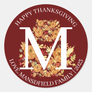 Sticker Rond Bon thanksgiving simple de récolte d'automne de mo