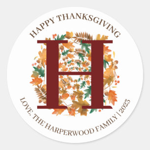 Sticker Rond Bon thanksgiving simple de récolte d'automne de mo