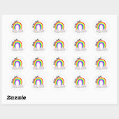 Sticker Rond Bon Travail ! Conception Rainbow (Feuille)