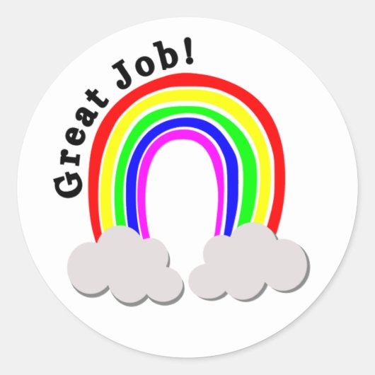 Sticker Rond Bon Travail ! Conception Rainbow (Devant)