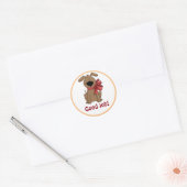 Sticker Rond Bon Travail Cute Chien Chien Chien Brown Récompens (Enveloppe)