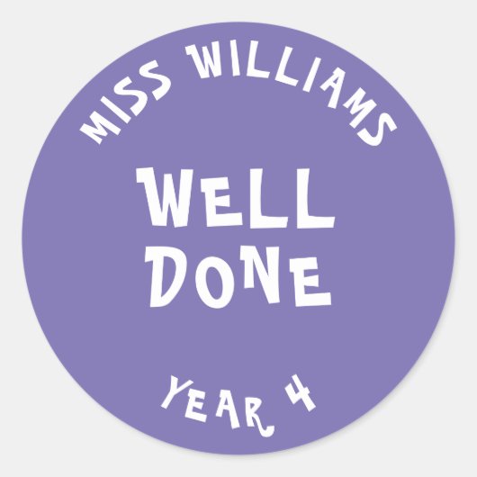 Sticker Rond Bon Travail Enseignant Encouragement Étoile Sticke (Devant)