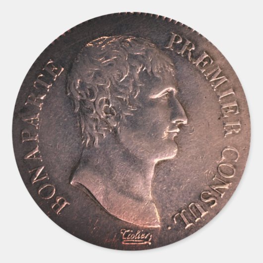 Sticker Rond Bonaparte 1802 argent pièce classique collant rond (Devant)