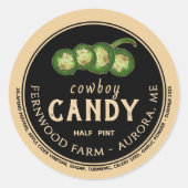 Sticker Rond Bonbon Cowboy Piment Jalapeno Confits Gelée Épicée (Devant)