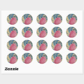 Sticker Rond Bonbon en coton rose (Feuille)