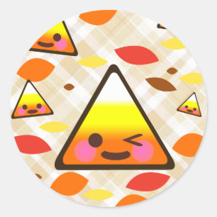 Sticker Rond Bonbon Kawaii en forme de maïs