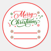 Sticker Rond Bonbons à la menthe de Noël (Devant)