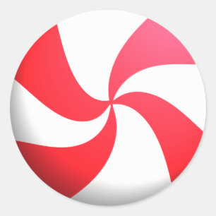 Sticker Rond Bonbons à la menthe rouge et blanche