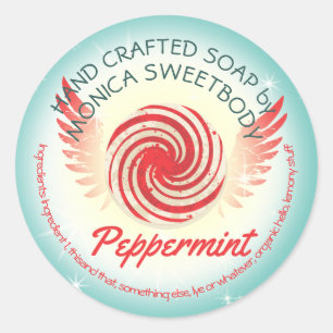 Sticker Rond Bonbons à menthe à la main, savon personnalisé