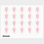 Sticker Rond Bonbons Coton Bonbons Rose Anniversaire Fête Invit (Feuille)