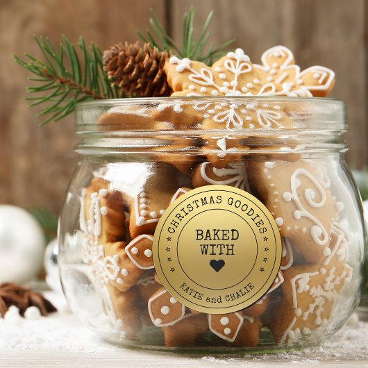 Sticker Rond Bonbons de Noël avec impression or feuille