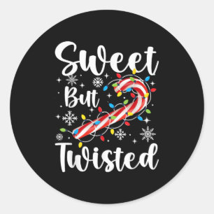 Sticker Rond Bonbons de Noël doux mais tordus bonbons de Noël L